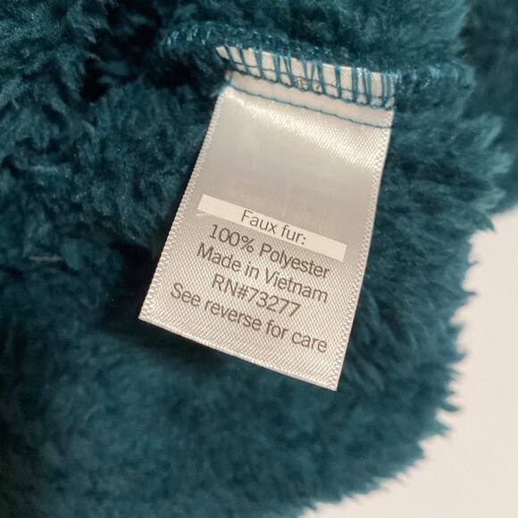 Emerald Green Boxy Crop Top Sweater Sz Medium Comfort Faux Fur Fleece 1/4 Zip - Picture 8 of 10